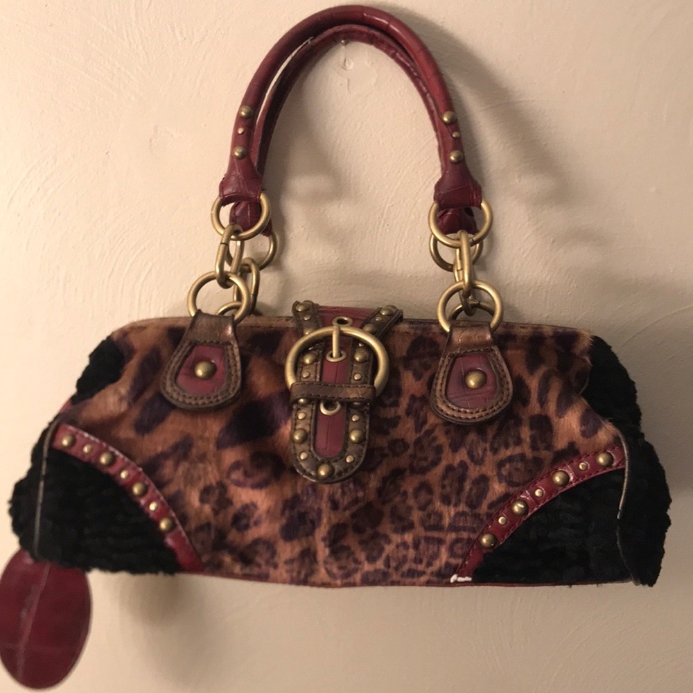 Nine West animal print faux fur purse